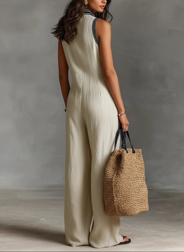 Fiamma | Sleeveless jumpsuit with high collar