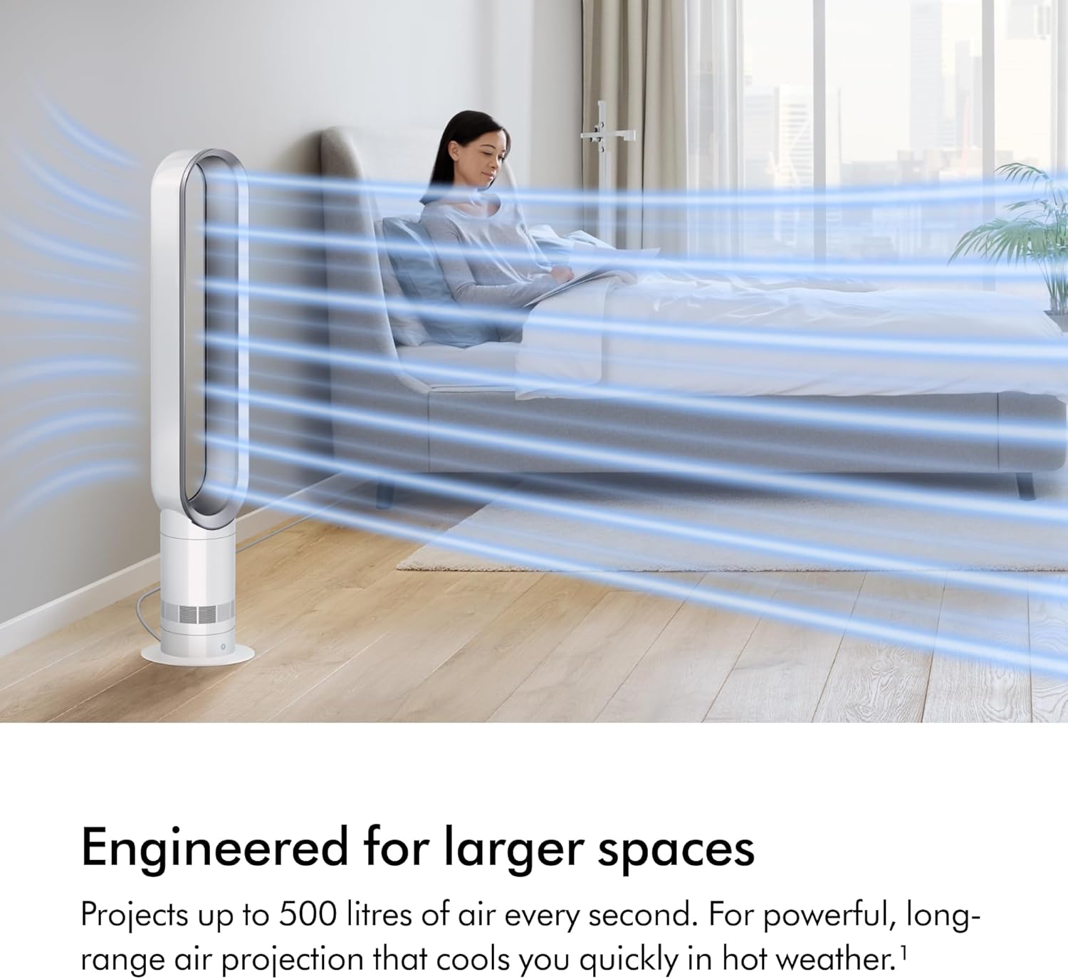 Dyson Cool™ AM07 Bladeless Tower Fan – Powerful Air Multiplier™ Cooling for Large Rooms, Quiet Operation, 10 Speed Levels, 70° Oscillation, Remote Control