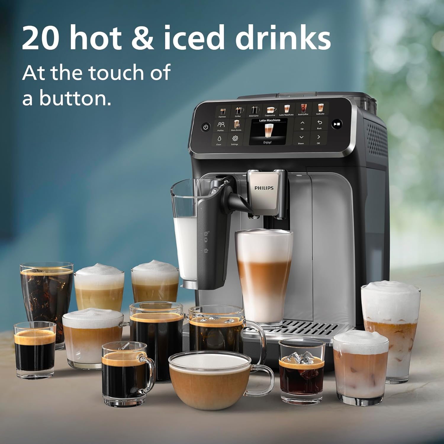 Philips 5500 Series Bean to Cup Coffee Machine – 20 Hot & Iced Drinks, LatteGo Milk Frother, Fastest to Clean, 40% Quieter, Ceramic Grinder, Fully Automatic Espresso & Cappuccino Maker – EP5546/70