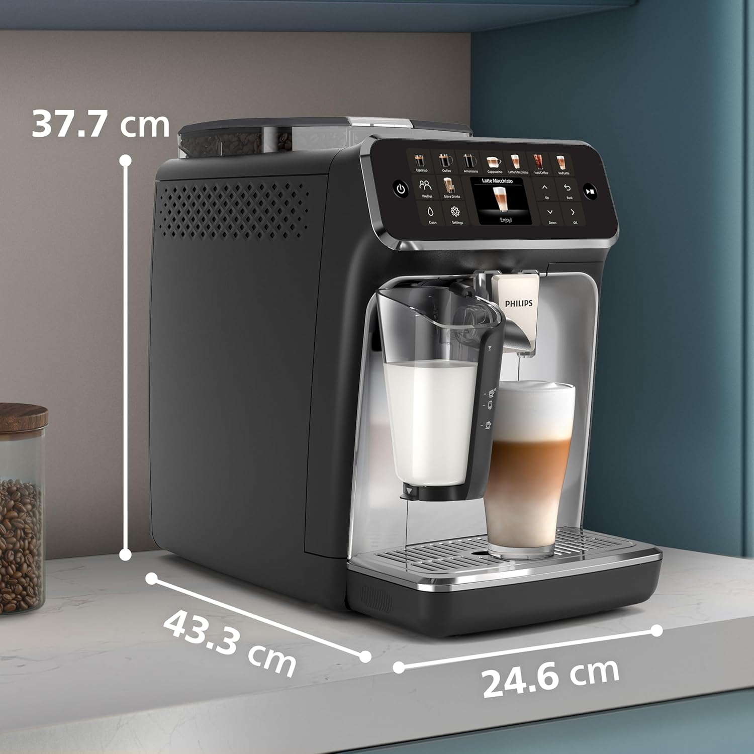 Philips 5500 Series Bean to Cup Coffee Machine – 20 Hot & Iced Drinks, LatteGo Milk Frother, Fastest to Clean, 40% Quieter, Ceramic Grinder, Fully Automatic Espresso & Cappuccino Maker – EP5546/70
