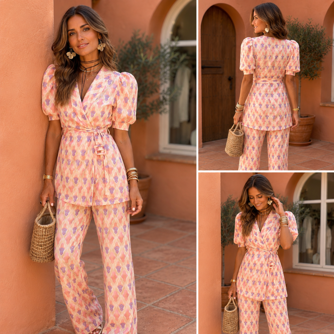 Araceli™ | Printed Set with Blazer and Flared Trousers