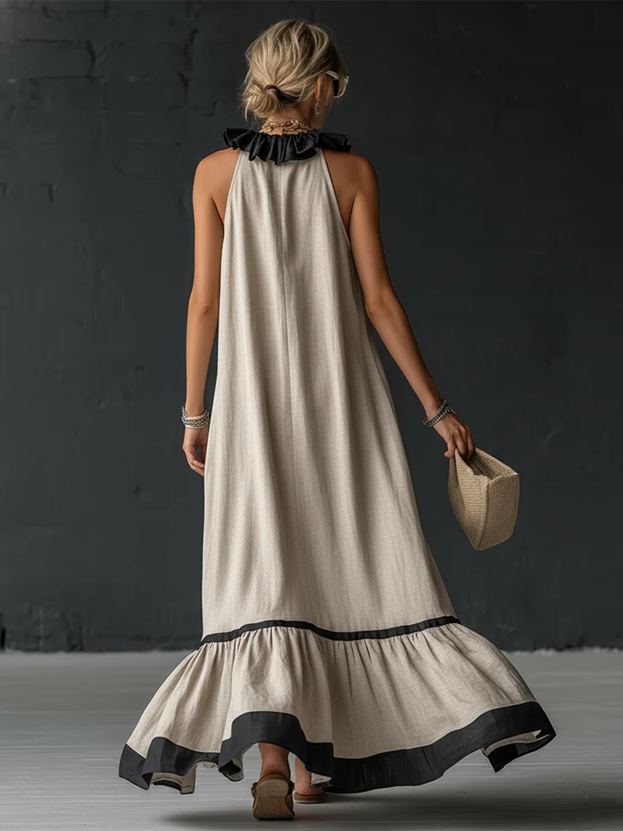 Celestine | Colour-Block Ruffle Maxi Dress